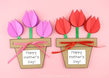 Аплікація до Дня матері чи 8 Березня: паперові тюльпани в горщику  (+шаблони) | Mothers day flower pot, Flower pot crafts, Mothers day crafts